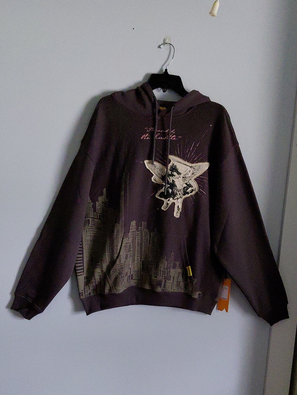 NWT Civilized Blessed By The Hustle Hoodie Brown Espresso Streetwear Angel Large